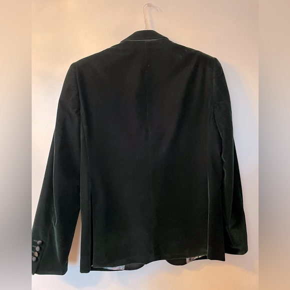 STRAUSS RED LABEL - Solid Velvet Peak Lapel Blazer - Hunter Green - Size 38S - Picture 6 of 9